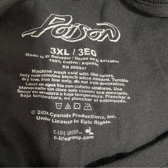 Poison Band T Shirt Adult 3XL Black Snake Skull Graphic Tee Y2K Grunge NWOT - Picture 4 of 4